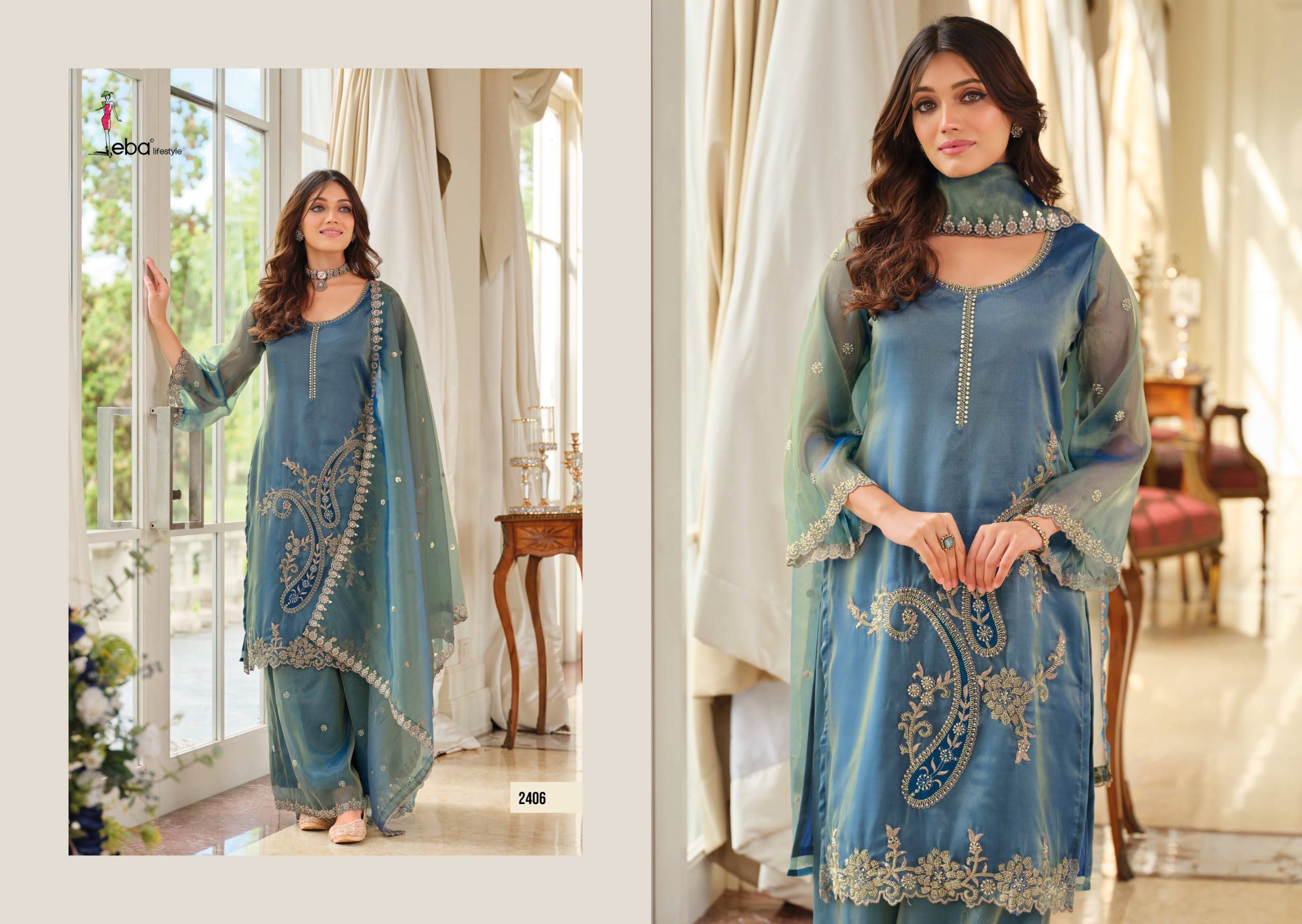 FIRDAUS BY EBA LIFESTYLE 2404 To 2406 Series Beautiful Festive Suits Colorful Stylish Simer Palazzo Suit At Wholesale Price